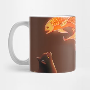 Cat and glow fish Mug